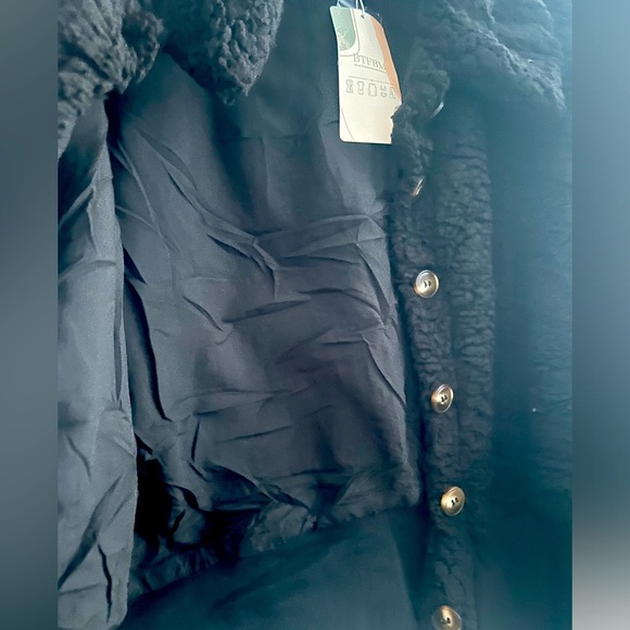 BTFBM Button Down Sherpa Shacket, Long Sleeve Warm Fall Winter Short Coat, sz L - Picture 6 of 8